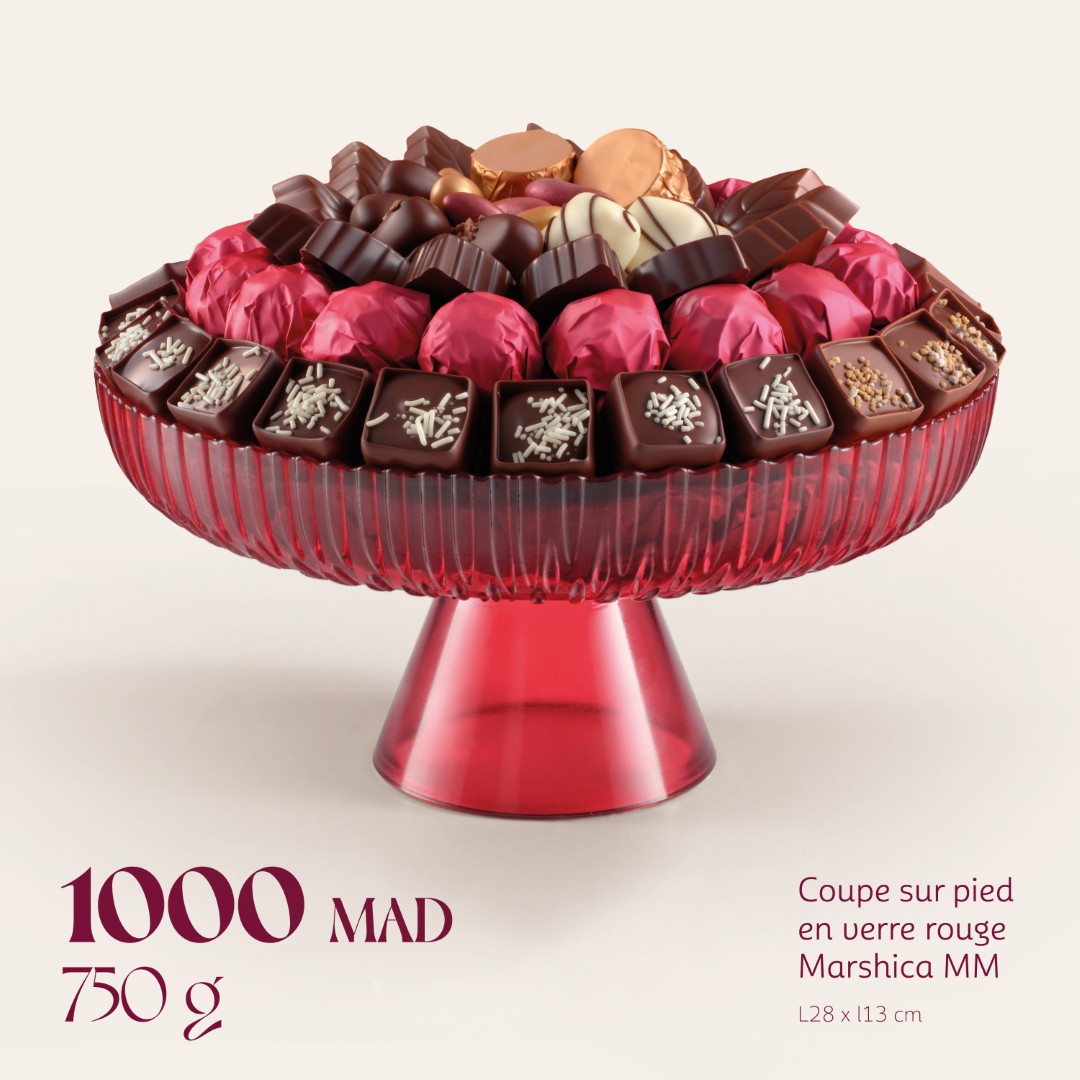 Coupe sur pied en verre rouge Marshica